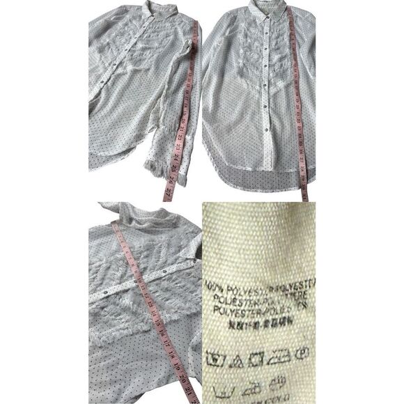 Free People White Sheer Polka Dot Tux Shirt Size M - Picture 11 of 11